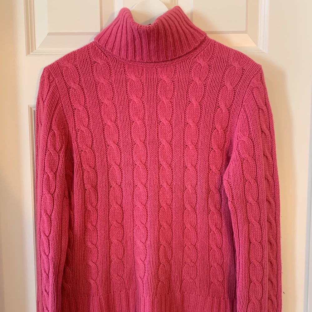 J. Crew Wool Blend Cable Knit Turtleneck Sweater